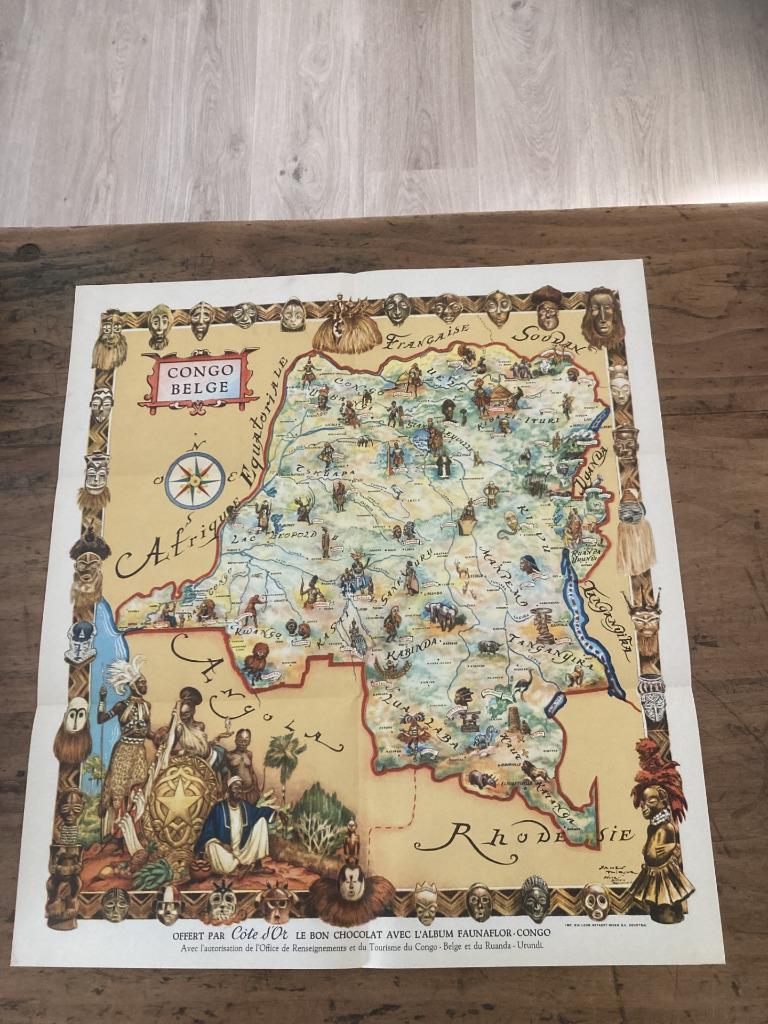 Carte du Congo belge 1950 offert par Côte d'Or, Enlèvement ou Envoi, Comme neuf