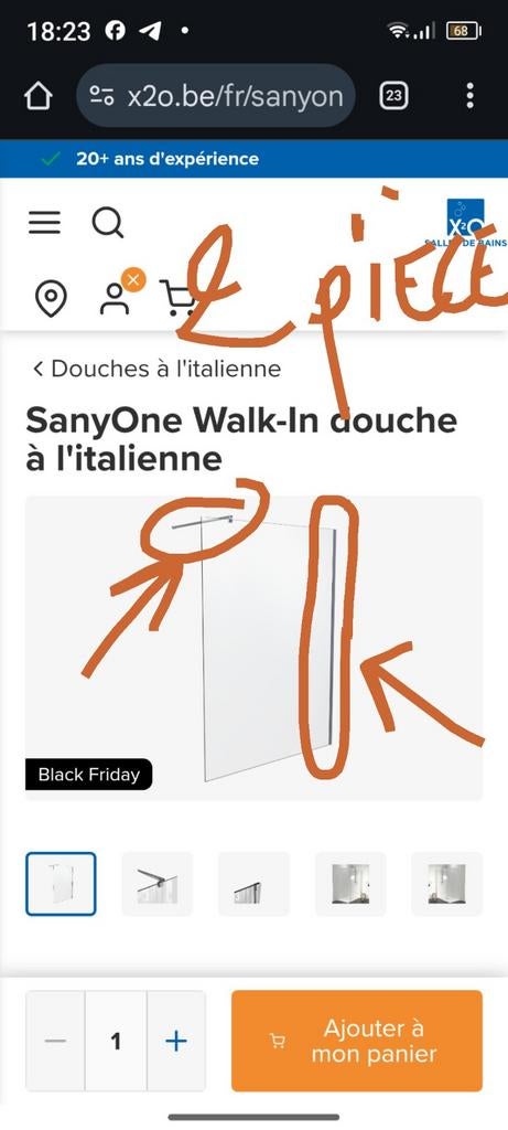 Rail de DOUCHE SUPPORT, Enlèvement