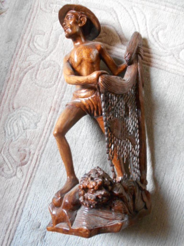 bali, pêcheur, sculpture en bois,  10€, Enlèvement ou Envoi