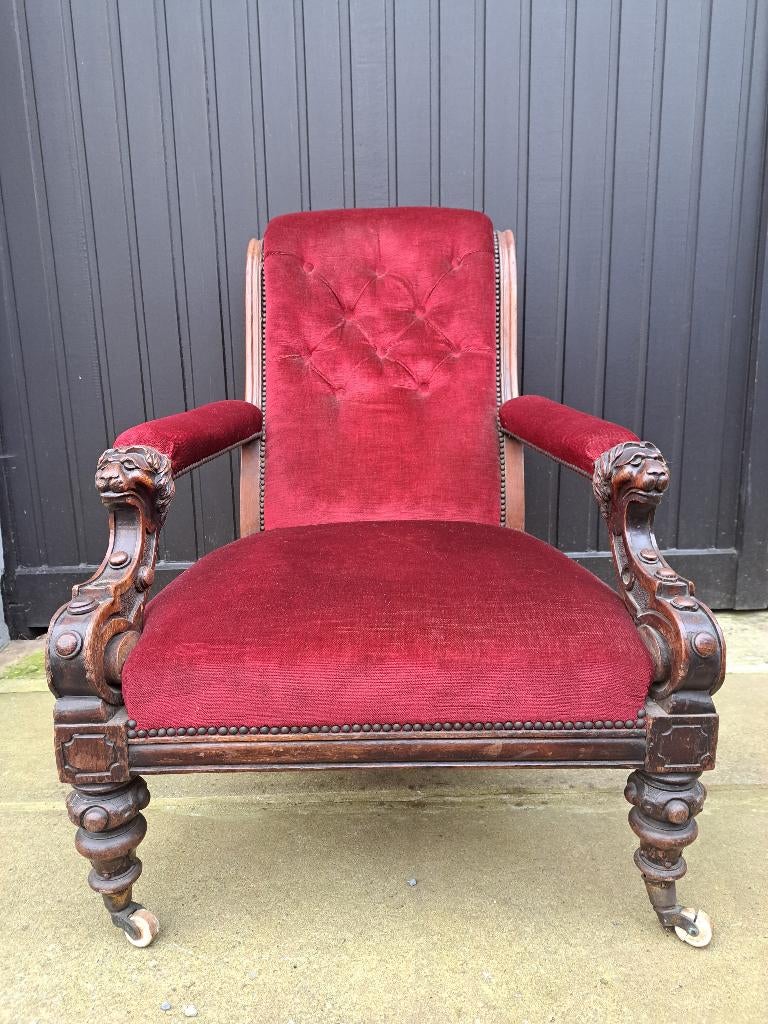 Fauteuil - Kerkstoel  - Kasteelstoel  - Antieke kasteelstoel, Antiquités & Art, Antiquités | Meubles | Chaises & Canapés, Enlèvement