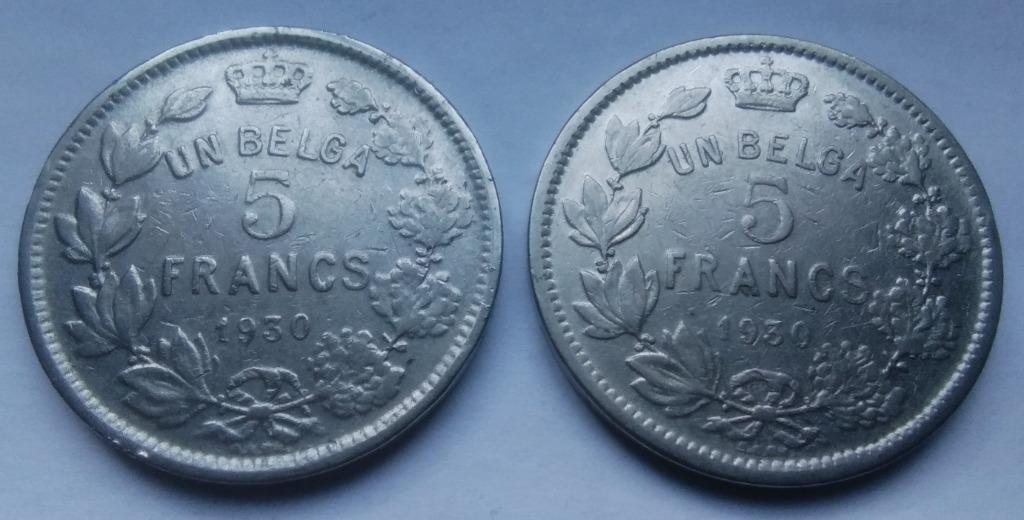 Belgique 2 x 5 Francs 1930 albert 1 FRA position A + B, Enlèvement ou Envoi, Autre, Série