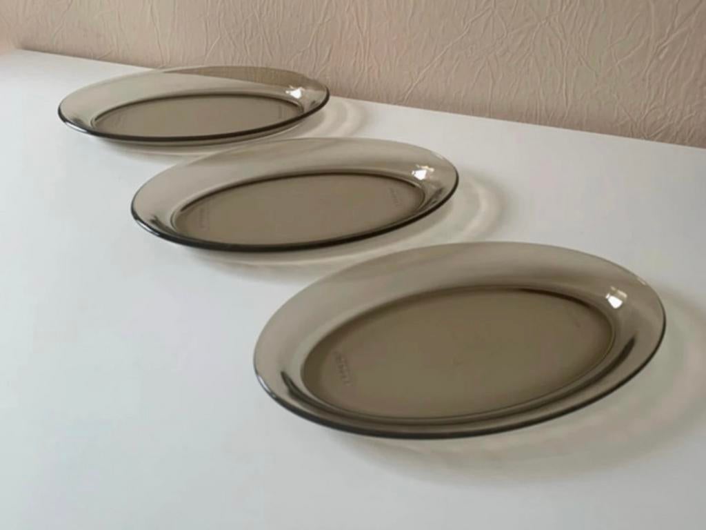 3 Prachtige fumékleurige glazen schaaltjes Arcoroc 21 France, Ophalen of Verzenden