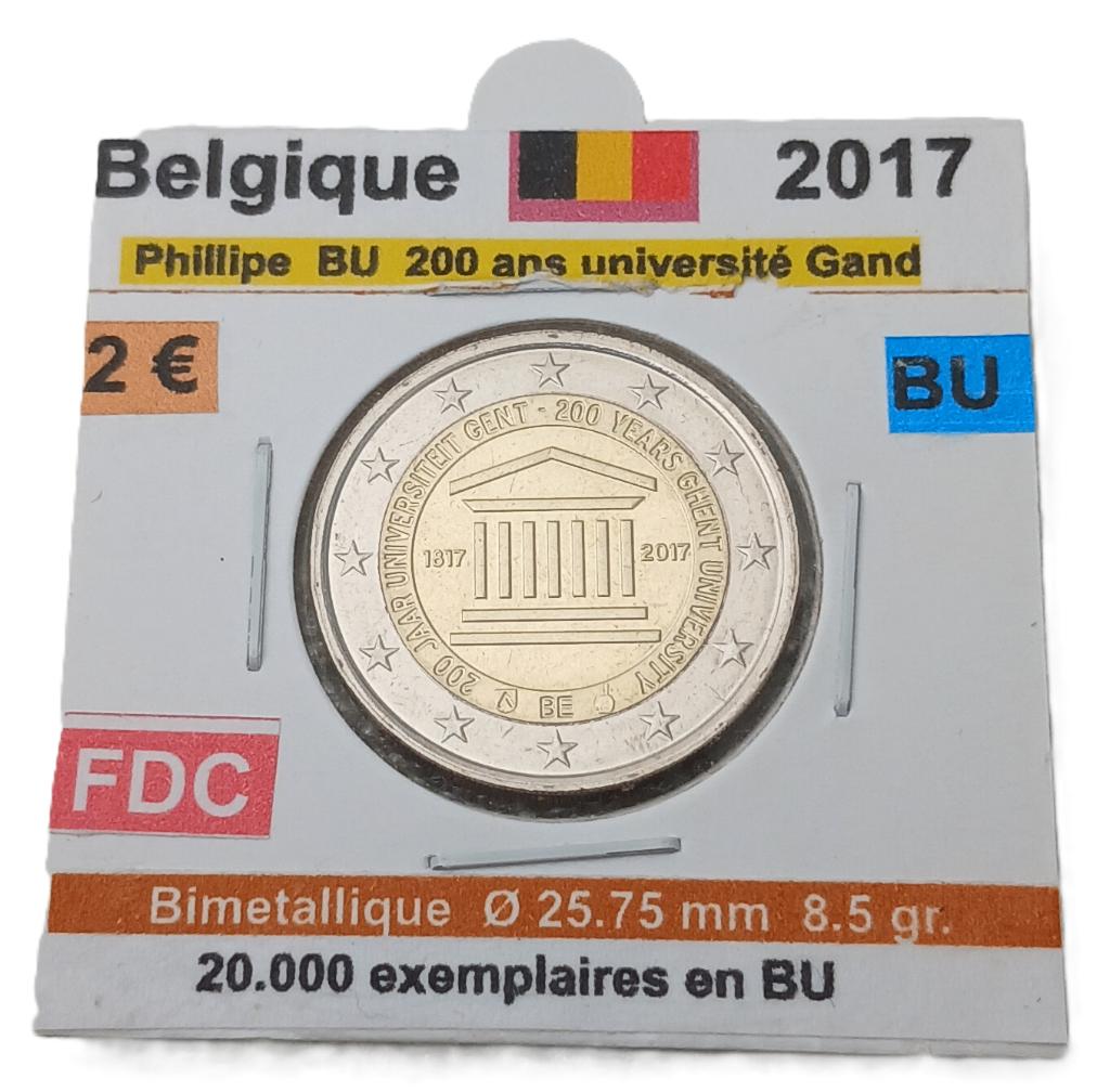 Belgique 2 € Gand 2017 FDC en BU . envoi gratuit, Timbres & Monnaies, Monnaies | Europe | Monnaies euro, Envoi, Belgique, 2 euros