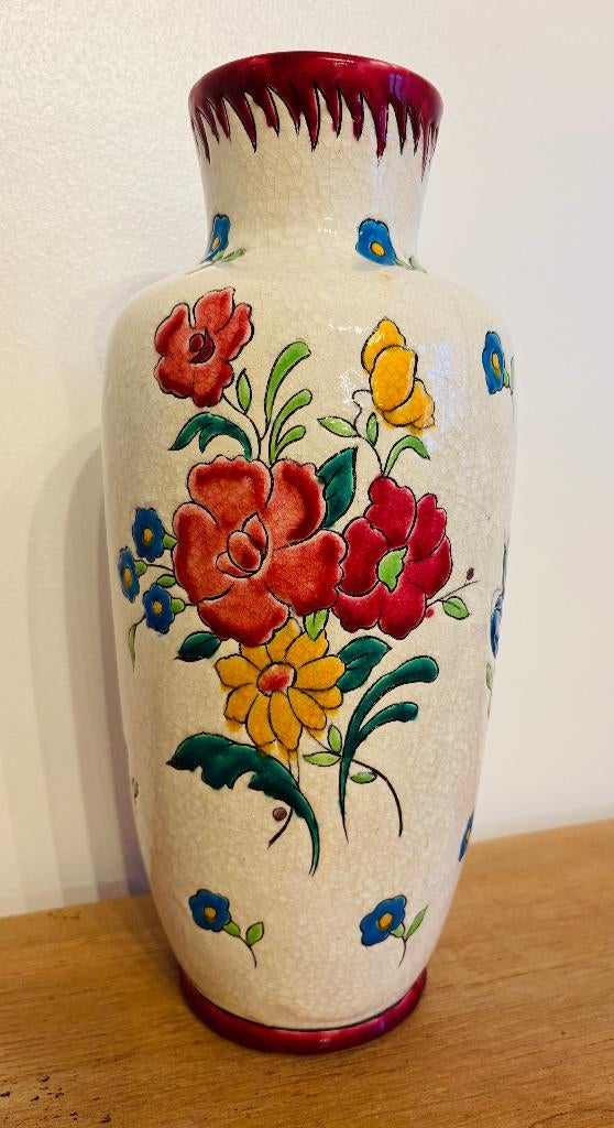 MAGNIFIQUE & ANCIEN Vase en Verre MARRON Décor de Biches ART DÉCO EUR 120,00 - FR