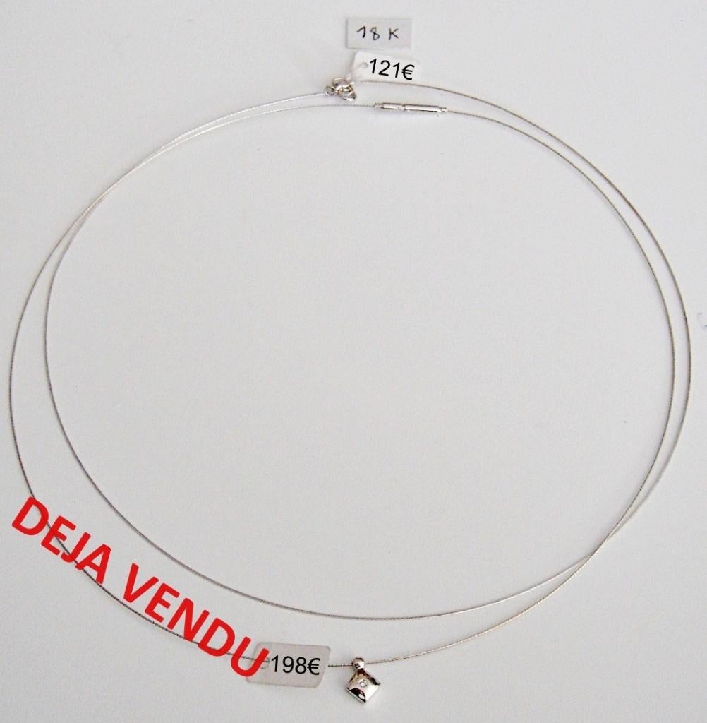 Collier câble en or blanc 18K de 42 cm, NEUF, Bijoux, Sacs & Beauté, Colliers, Neuf, Enlèvement ou Envoi, Avec pendentif, Or