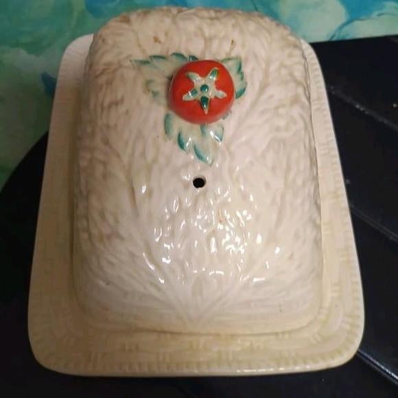 Poterie Vintage Crown Devon, beurrier., Collections, Boîte en métal, Enlèvement ou Envoi