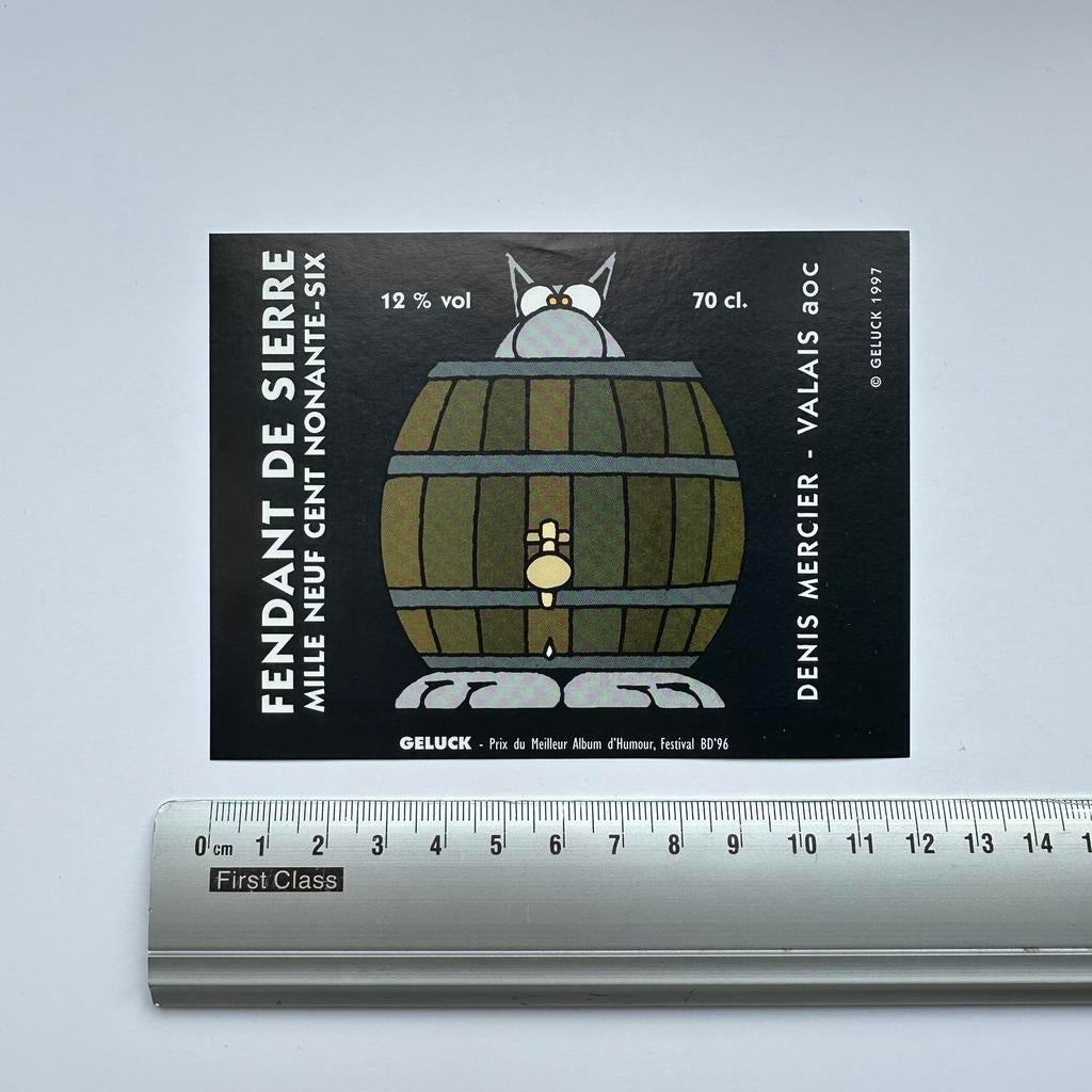 Philippe Geluck : Le Chat, étiquette de vin 1996, Collections, Envoi, Autres personnages, Neuf, Image, Affiche ou Autocollant