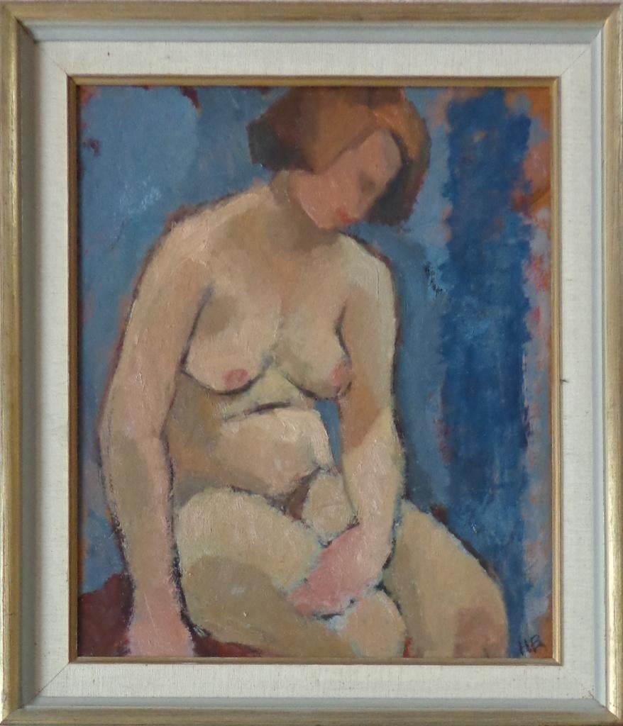 HANNA BRUNDIN / NAAKTE VROUW / OLIEVERF / 67x58cm / KADER, Antiquités & Art, Enlèvement ou Envoi
