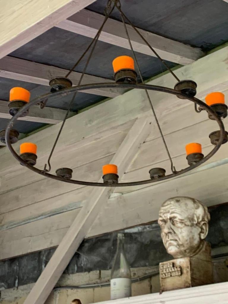 gietijzeren luchter met kaarsjes, Enlèvement, Utilisé, Métal, Landelijk