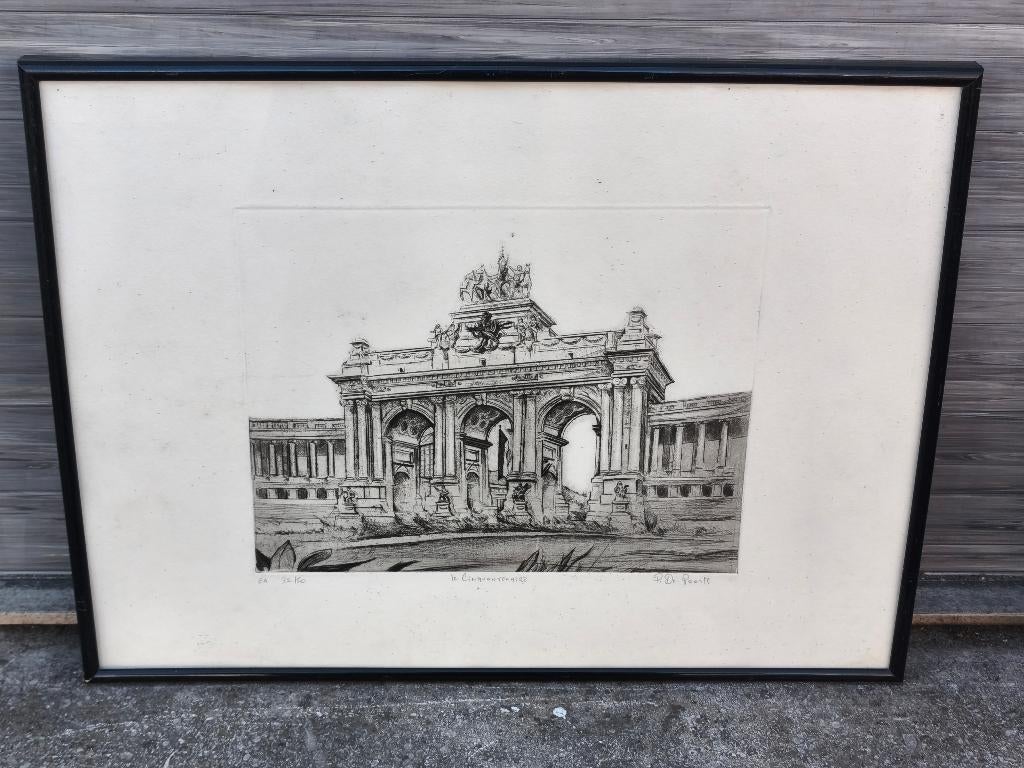 Eau forte le cinquantenaire signe p de poorts, Antiquités & Art, Enlèvement ou Envoi, Gravure