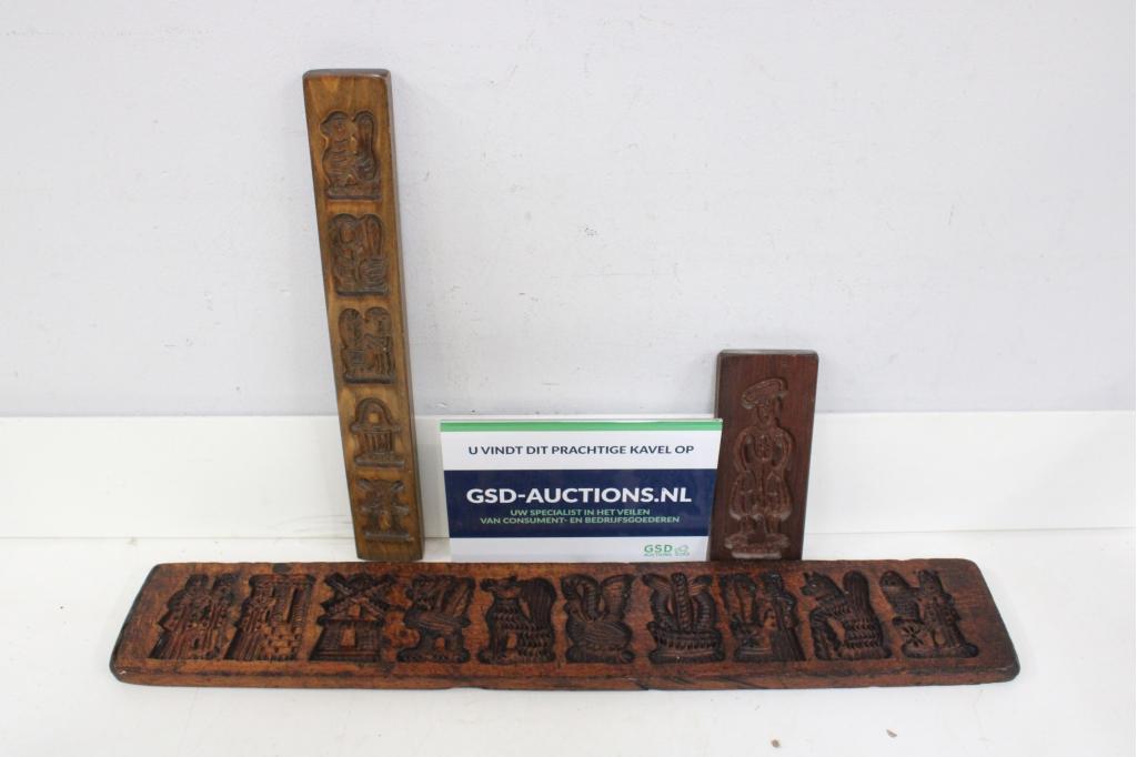 Set van 3 Antiek Nederlandse Speculaasplanken