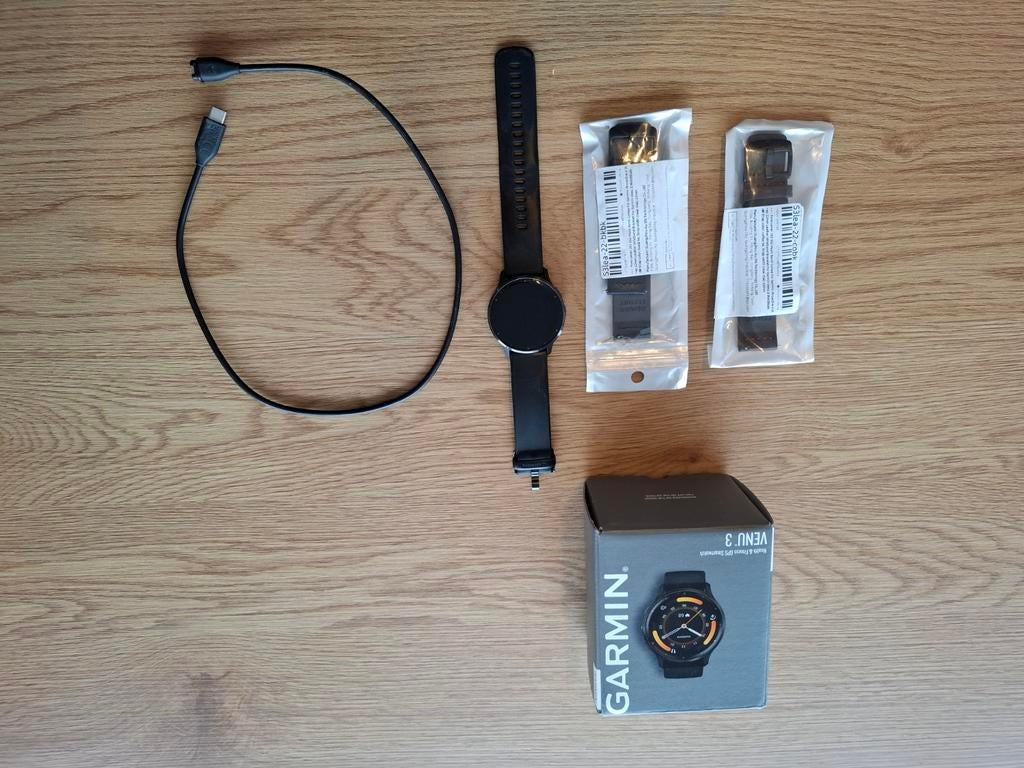 Garmin Venu 3 + 2 nieuwe polsbandjes, Gebruikt, Zwart, Garmin, Ophalen of Verzenden