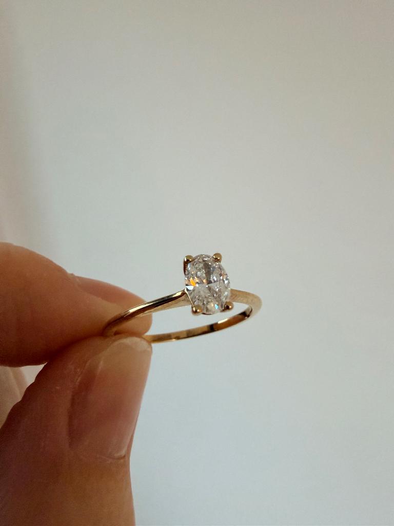 Gouden verlovingsring diamant IGI gecertificeerd, Handtassen en Accessoires, Wit, Nieuw, Ophalen of Verzenden, 17 tot 18