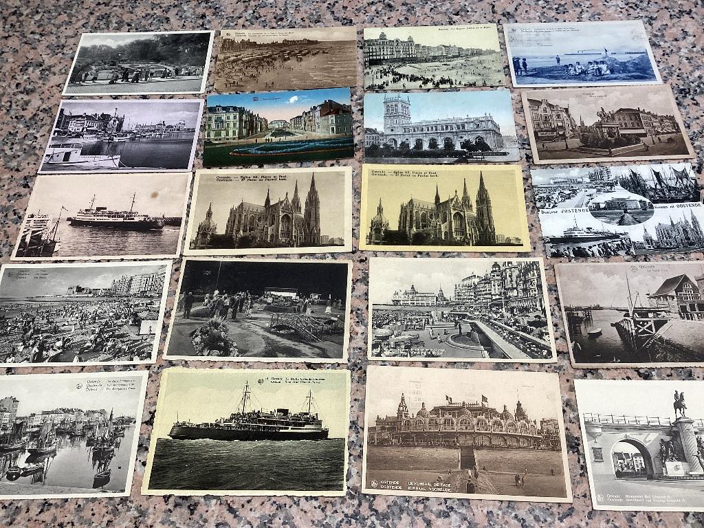 Lot 20 oude postkaarten OOSTENDE kust zee, Ophalen of Verzenden, 1920 tot 1940, Gelopen, West-Vlaanderen