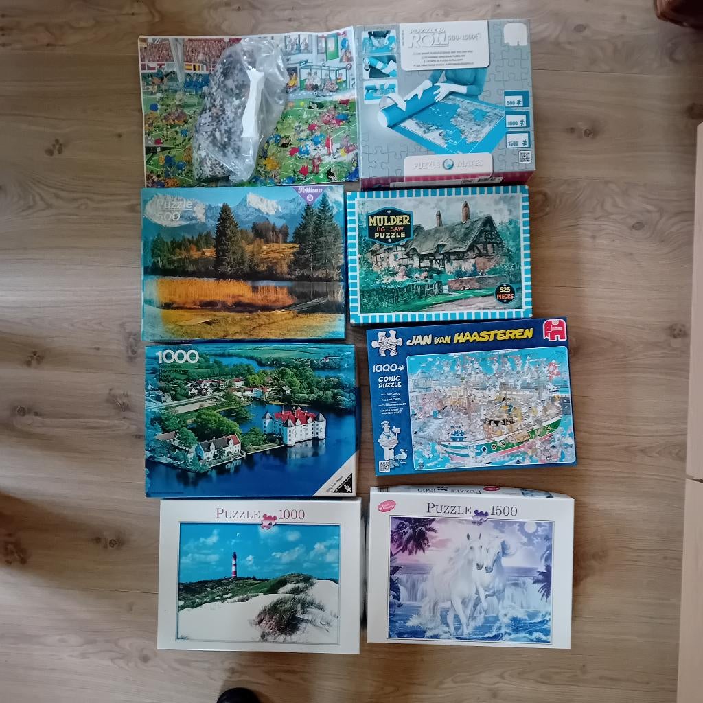 7 puzzels + opbergmat, Kinderen en Baby's, Ophalen of Verzenden, Gebruikt