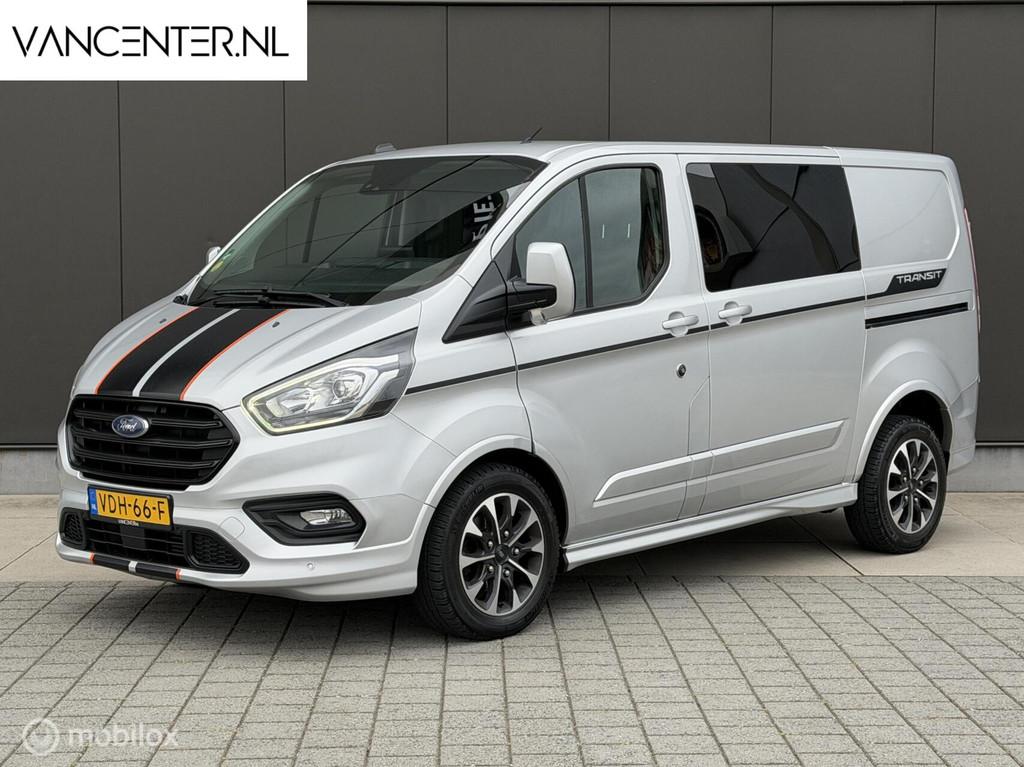 Ford Transit Custom Sport DC 2.0 TDCI 185PK Automaat L1, Auto's, 4 cilinders, Leder en Stof, Adaptive Cruise Control, Bedrijf