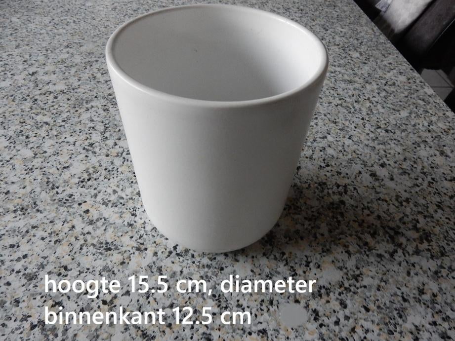 nr.621 - Bloempot wit, Tuin en Terras, Ophalen, Rond, Binnen
