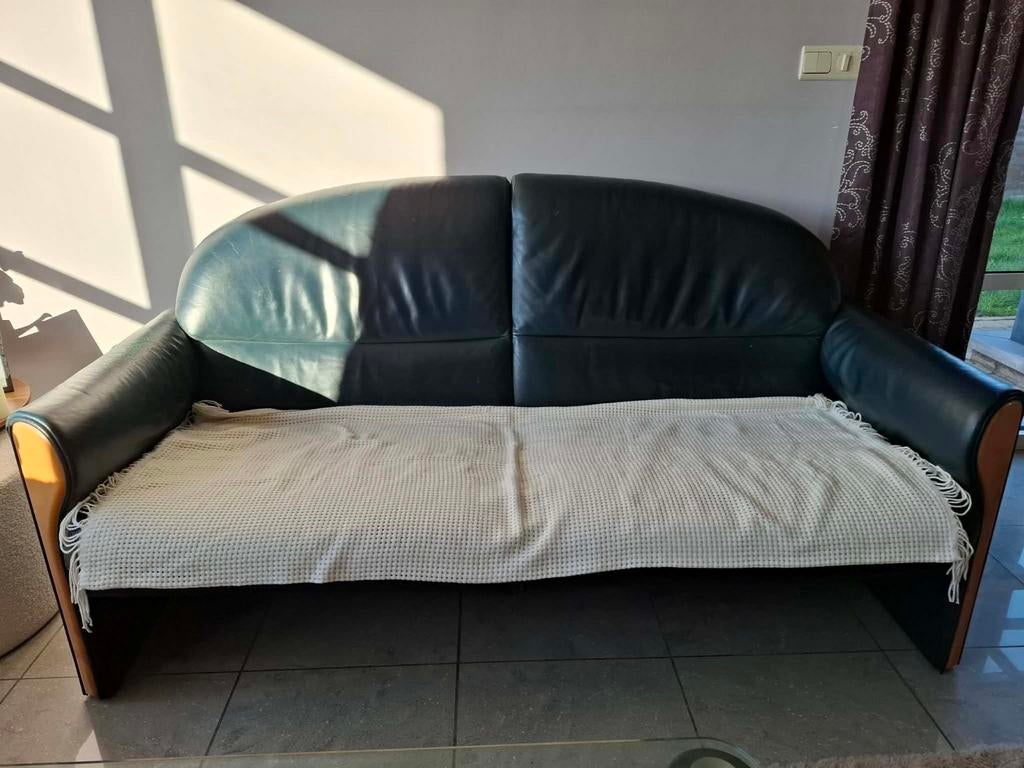 Jori  lederen zitbank kleur groen, Enlèvement, Bois, 150 à 200 cm