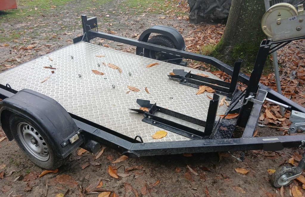 Geremde PGS trailer voor 2 moto's, Auto diversen, Aanhangers en Bagagewagens, Ophalen, Gebruikt