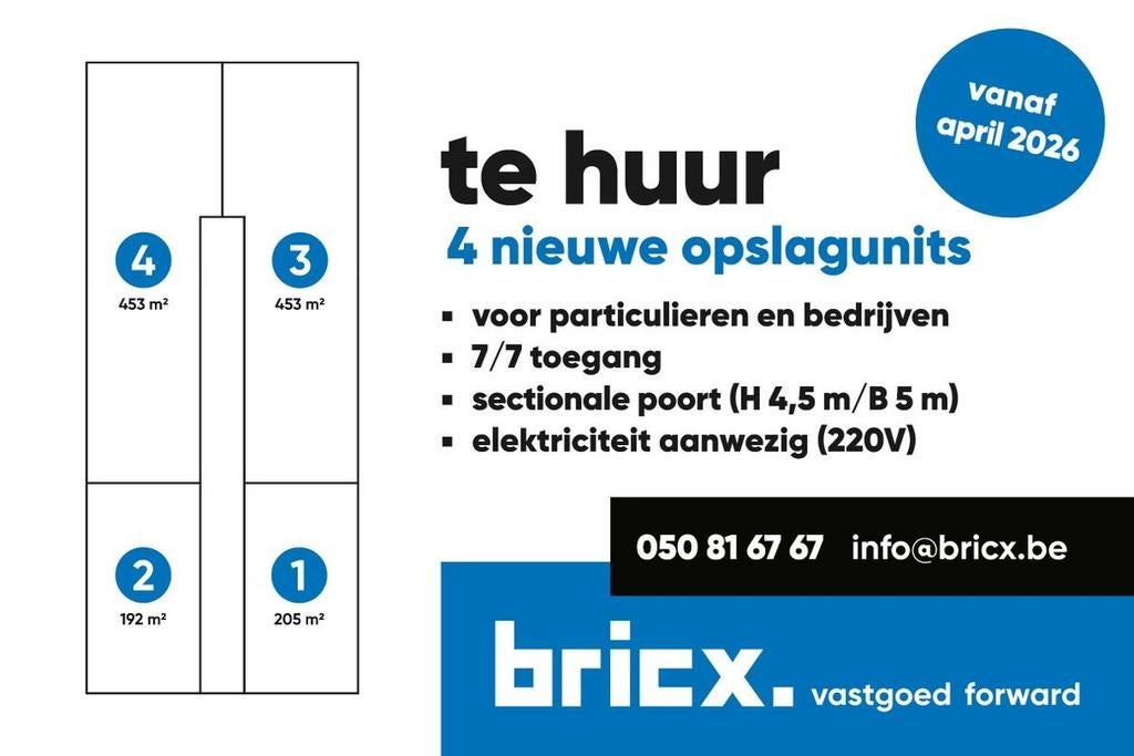 Opslagplaats te huur in Zedelgem voor € 745, Immo