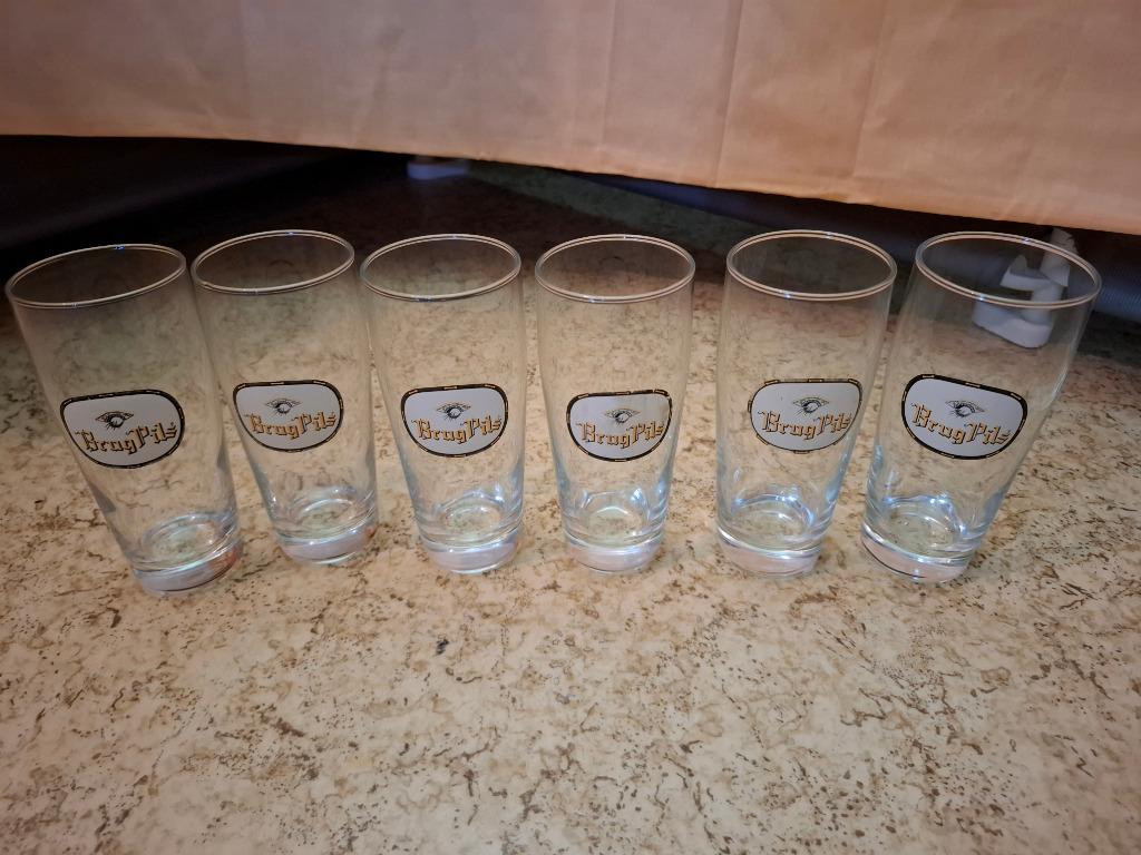 6 verres Brugse Pils, Enlèvement, Utilisé, Verre ou Verres, Autres marques
