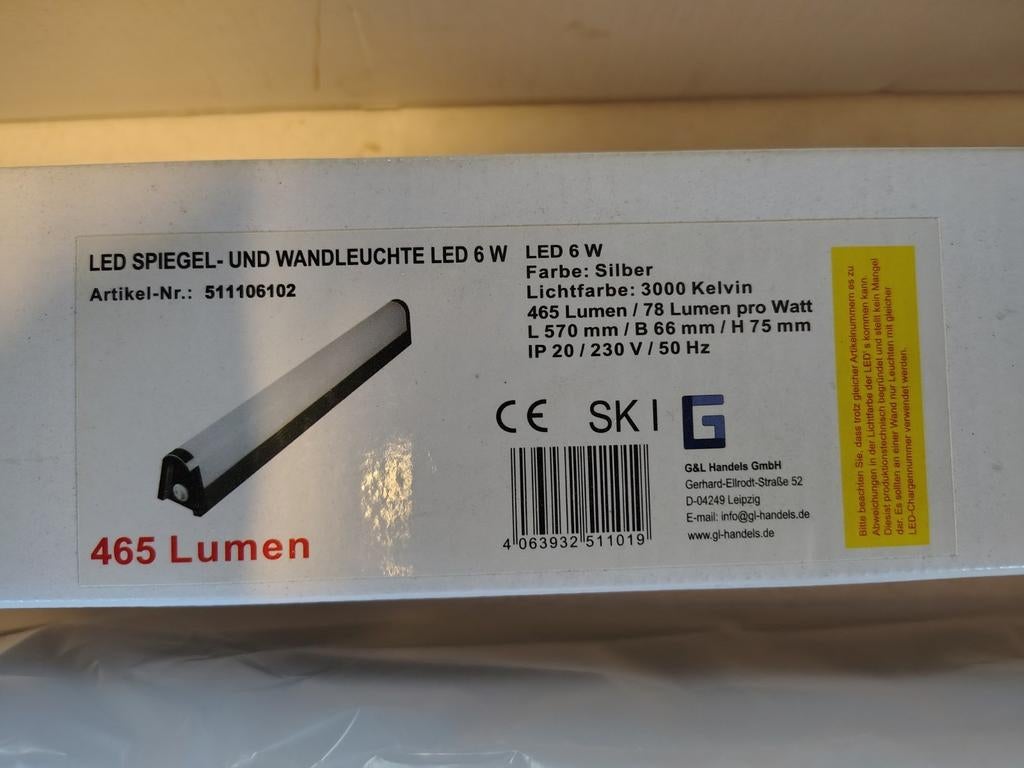 Lampe murale LED avec miroir neuve 3x, Enlèvement