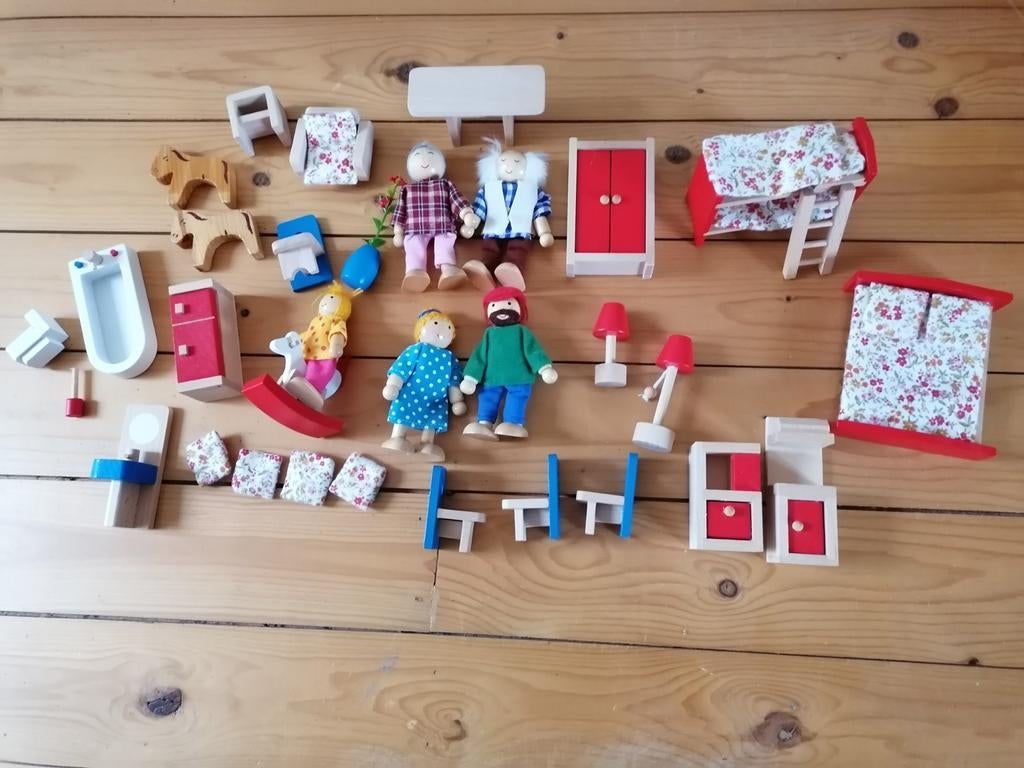 Mooie complete poppenhuis set. Meubels en popjes., Ophalen, Nieuw