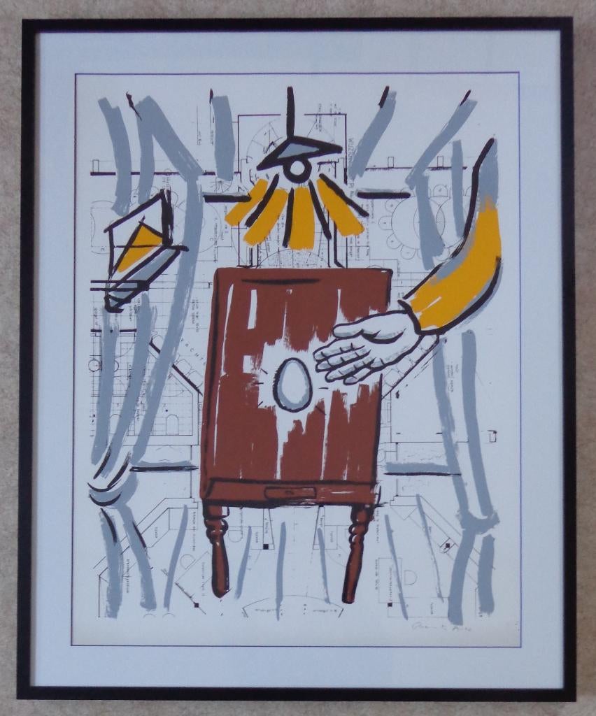 FRED BERVOETS / FIGURATIE / KLEURZEEFDRUK / 99x81cm / KADER, Antiquités & Art, Enlèvement