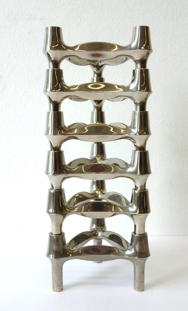 Vintage BMF kandelaars Fritz Nagel chroom 60's, Maison & Meubles, Enlèvement ou Envoi, Utilisé, Chandelier, Moins de 25 cm