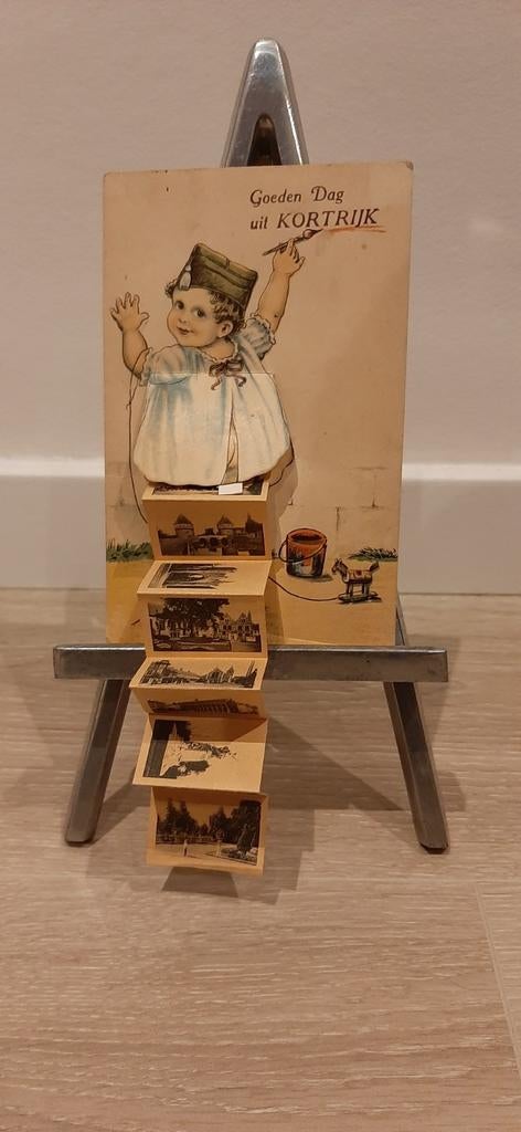 Goeden dag uit Kortrijk Leporello systeemkaart, Ophalen, 1940 tot 1960, Ongelopen, West-Vlaanderen