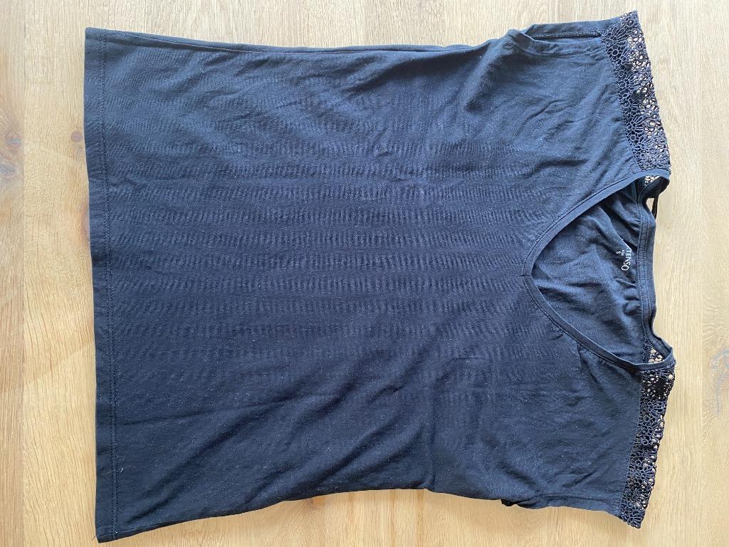 intenso zwarte t-shirt maat S met kant aan de schouders - BD, Zwart, Ophalen of Verzenden, Korte mouw, Maat 36 (S)