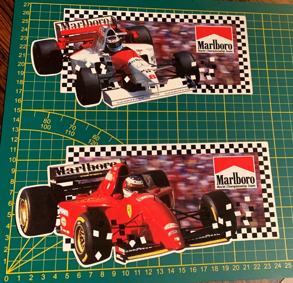 Lot 2x Stickers 1995 Schumacher Ferrari- McLaren Hakkinen, Enlèvement ou Envoi