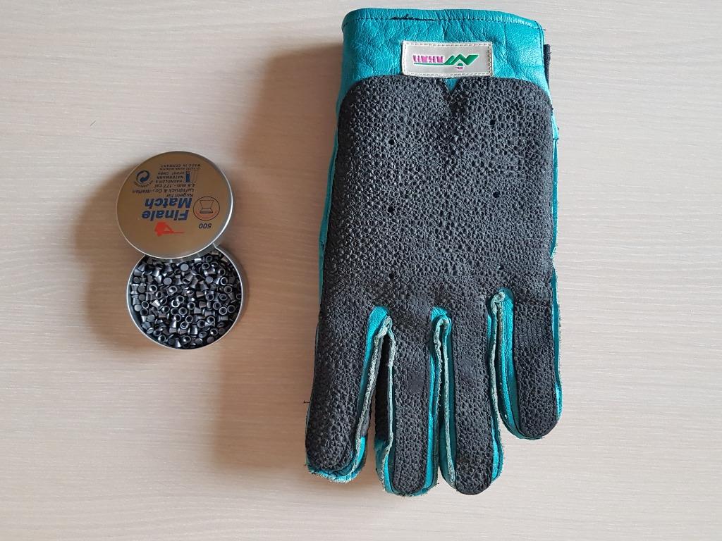 Akah schutters handschoen in leer  Maat: medium  Voor linker, Ophalen of Verzenden, Gebruikt