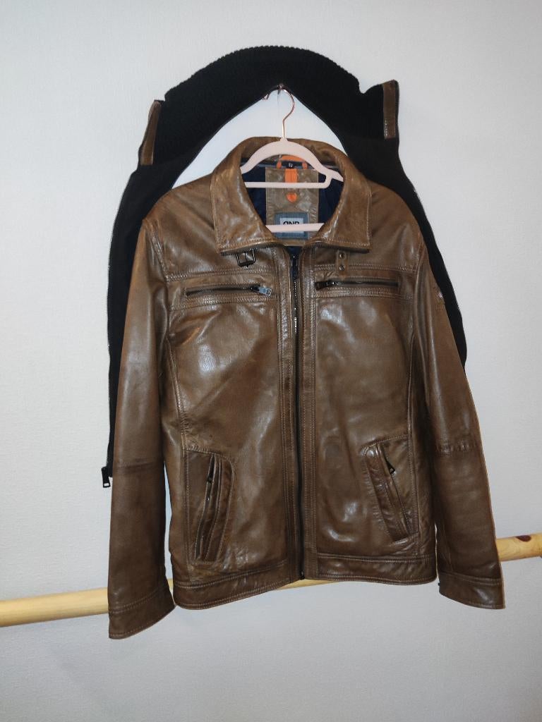 Lederen Jas Heren, Kleding | Heren, Jassen | Winter, Ophalen, Bruin, Zo goed als nieuw, Andere
