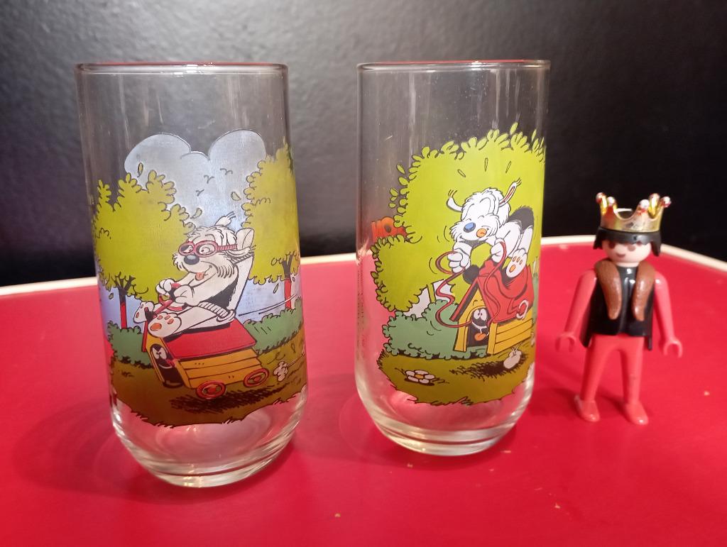 553) 2 oude glazen 1990 Samson ( BRT ), Ophalen of Verzenden, Gebruikt, Tv