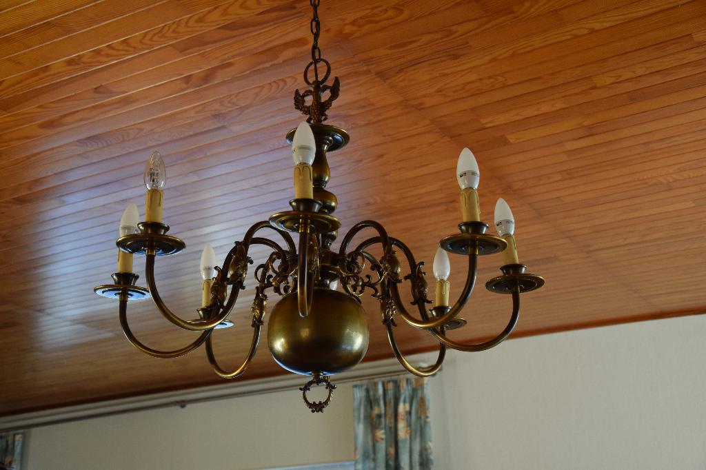 Lustre ancien en laiton, Maison & Meubles, Enlèvement, Utilisé, Métal