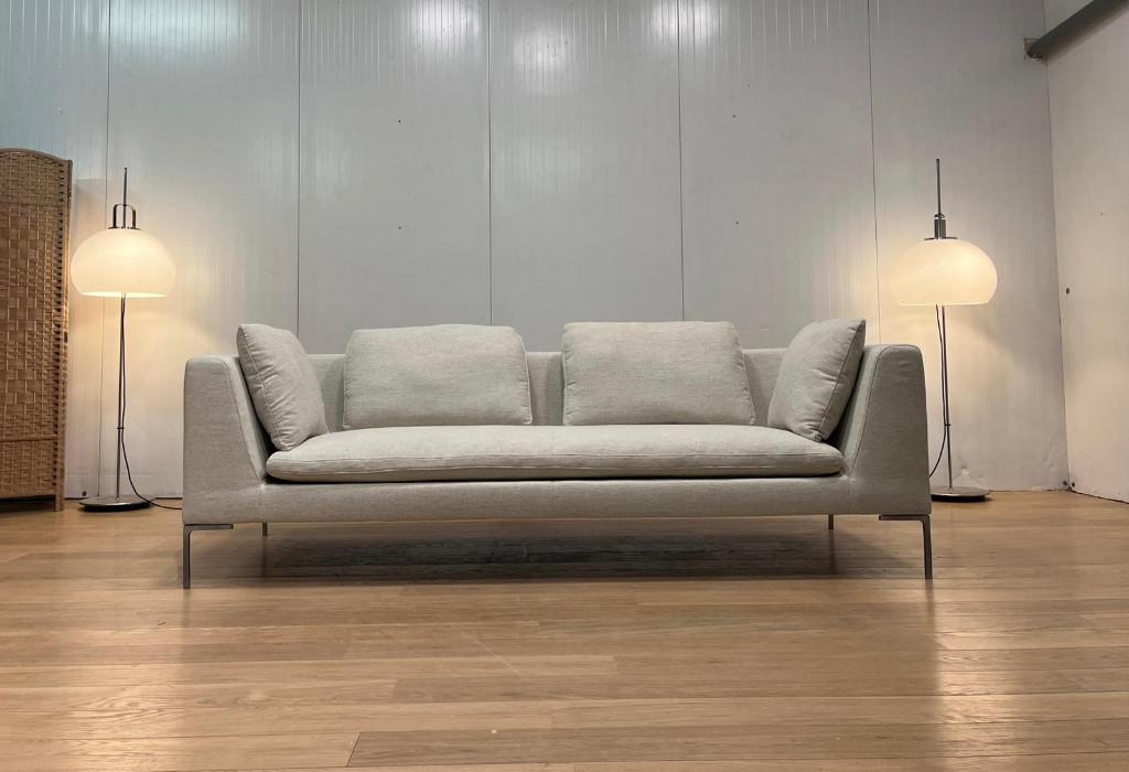 2x Nieuw Gestoffeerd B&B Italia Charles 3 Zits Ecru, 75 tot 100 cm, Ophalen of Verzenden, Rechte bank, Bankstel Bank Zetels Sofa Hoekbank Design bank