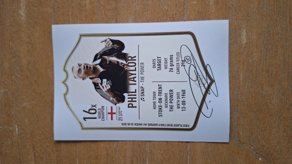 Foto Phil Taylor met handtekening (print) #2 Darts, Sport en Fitness, Darts, Verzenden, Nieuw, Overige typen