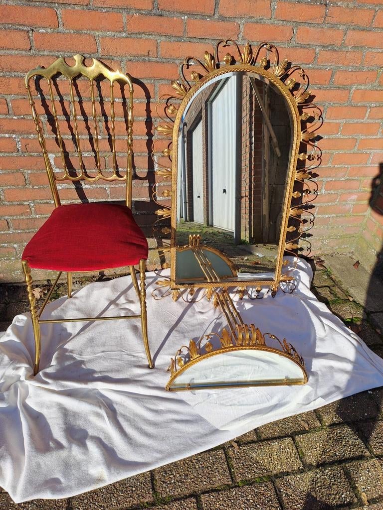 Koper stoel met console en spiegel, Jardin & Terrasse, Enlèvement