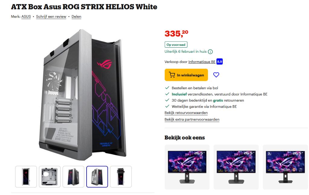 Asus ROG STRIX HELIOS White, Computers en Software, Computerbehuizingen, Ophalen