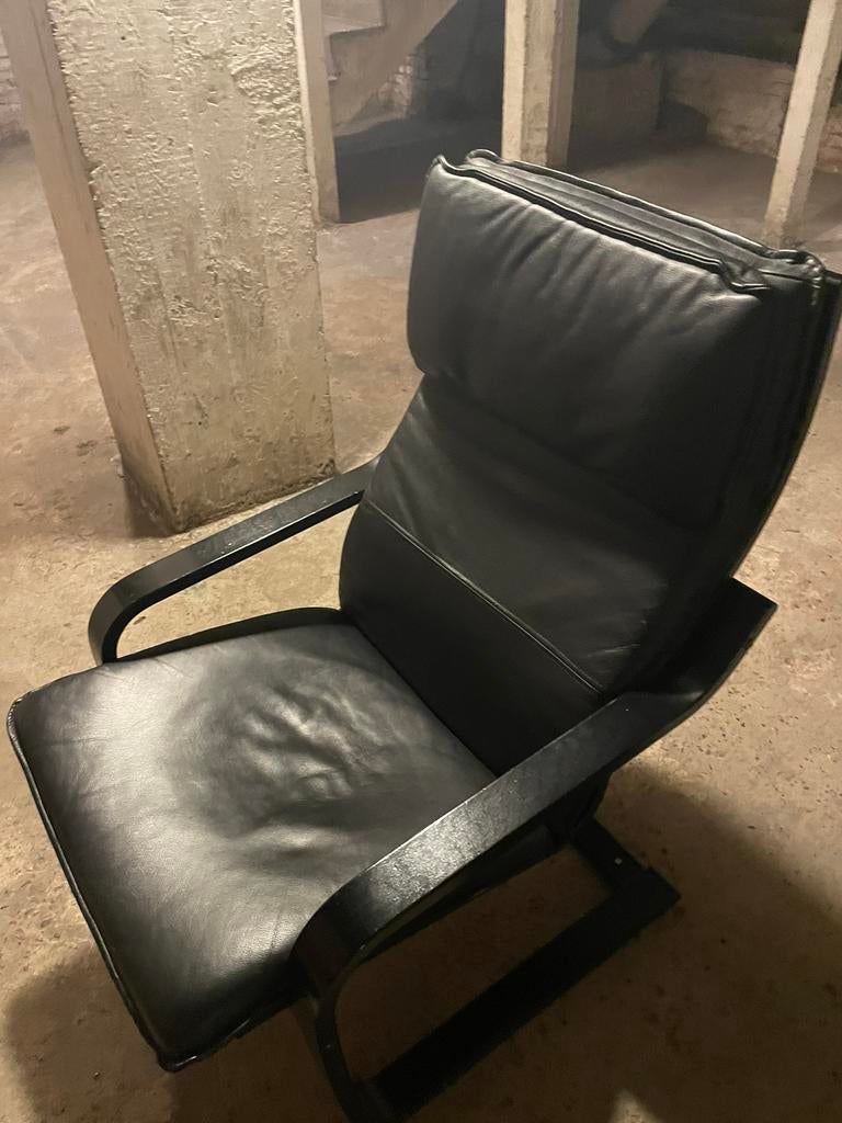 fauteuil cuir noir, Maison & Meubles, Enlèvement, Comme neuf, Cuir