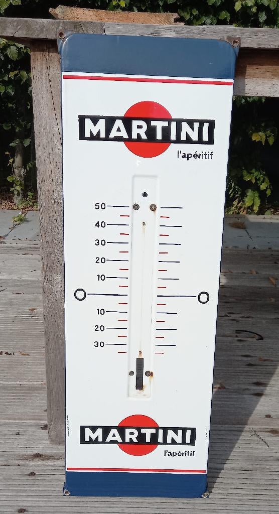 emaille thermometer Martini ca 1960, Verzamelen, Ophalen of Verzenden, Gebruikt, Reclamebord