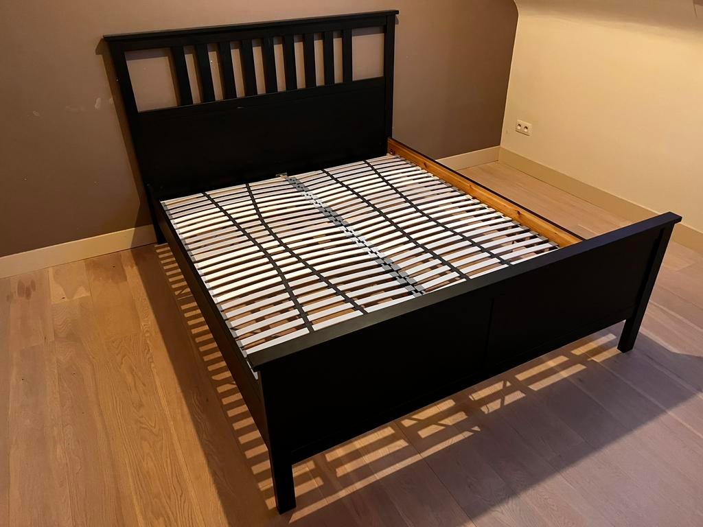 Tweepersoonsbed, Huis en Inrichting, Slaapkamer | Bedden, Ophalen, Zwart, Tweepersoons, Zo goed als nieuw