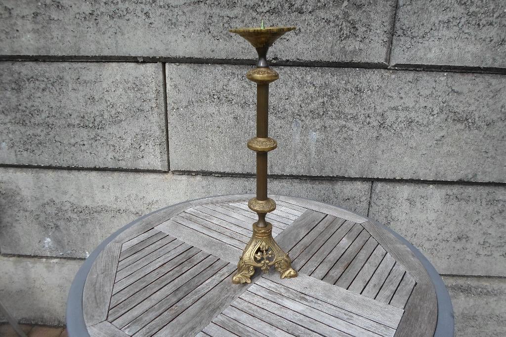 Zware Kerk Kandelaar 58 cm, Ophalen, Koper of Brons