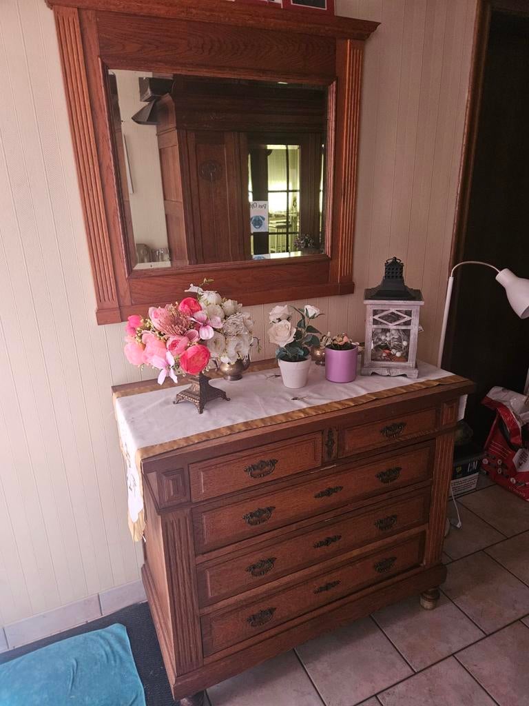 Très beau miroir avec commode, Antiquités & Art, Enlèvement