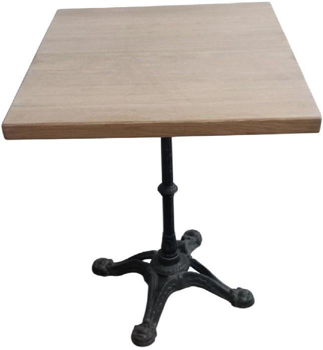 eiken terrastafel op gietijzeren centrale voet, Tuin en Terras, Tuintafels, Ophalen, Gebruikt, Vierkant, B
