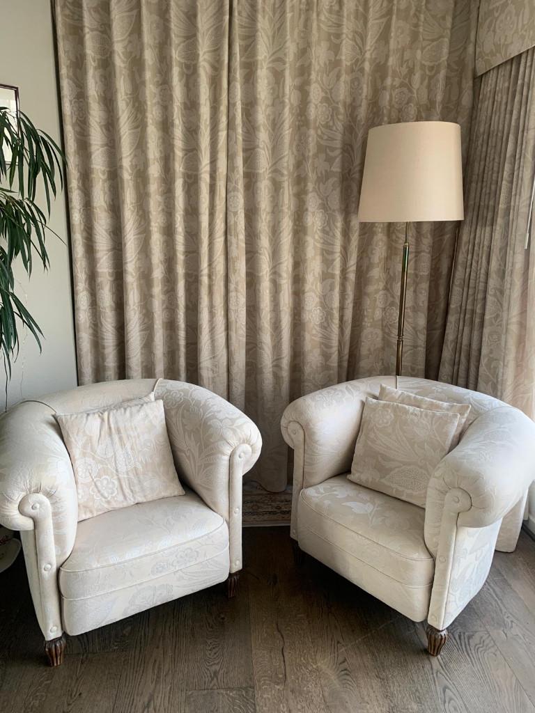 Mooie antieke fauteuils met bijpassende kast, Huis en Inrichting, Fauteuils, Gebruikt, Hout, Stof, Overige materialen, Ophalen