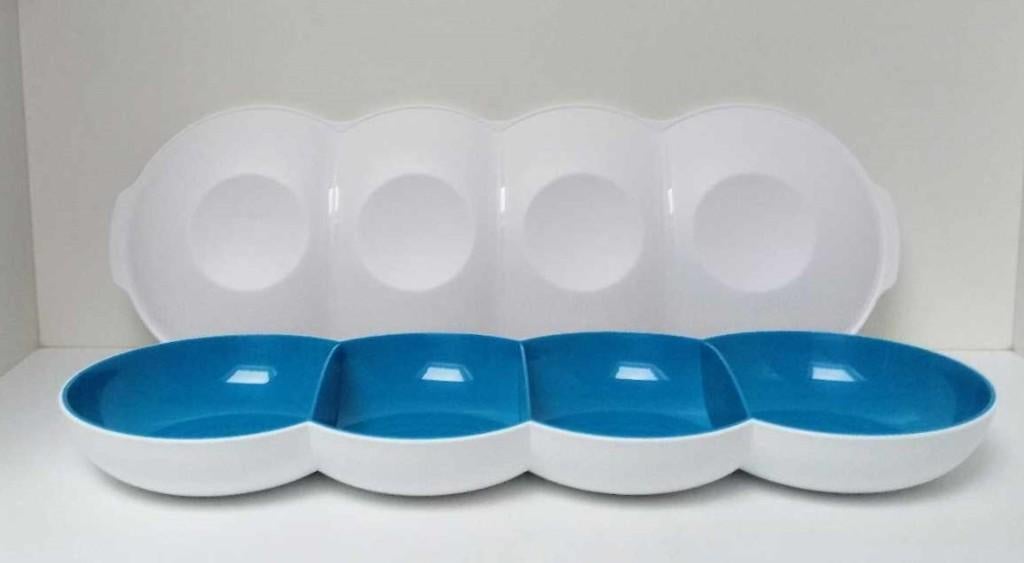 Tupperware™ « Tapasschaal Allegra » wit et blauw, Huis en Inrichting, Keuken | Tupperware, Verzenden, Nieuw, Blauw, Bus of Trommel