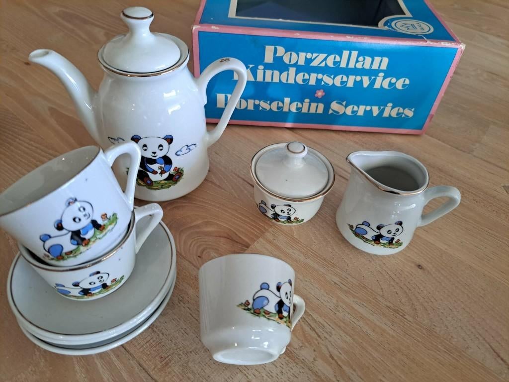 Vintage Kahla porselein kinderservies panda design, Ophalen of Verzenden