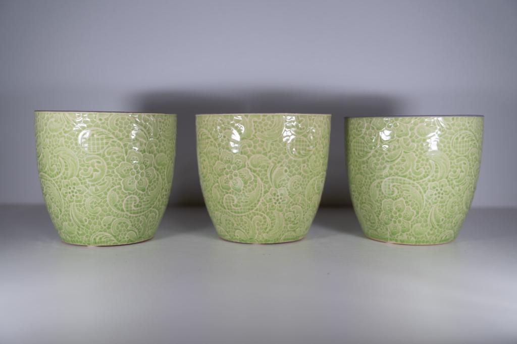 Lot de 3 pots de fleurs en céramique — 12 cm de diamètre, Moins de 25 cm, Comme neuf, Intérieur, Moins de 40 cm